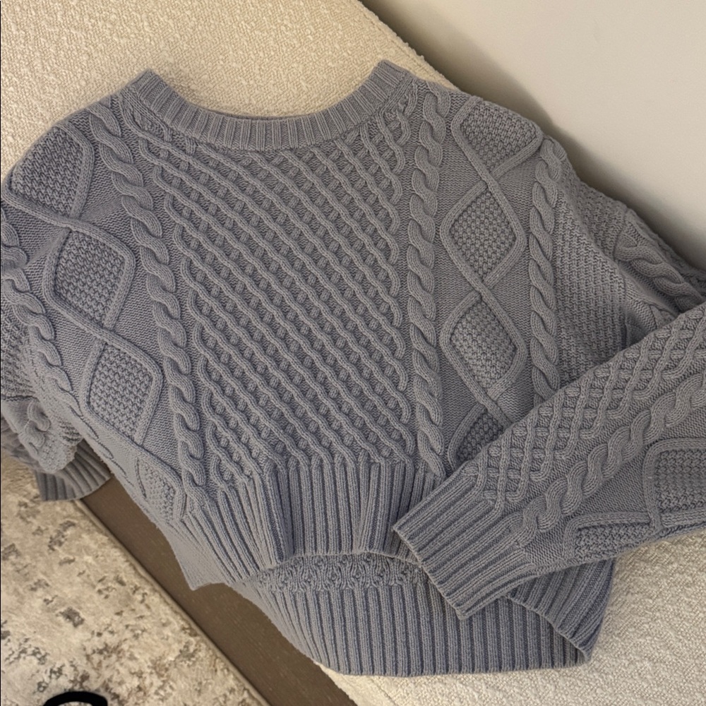Aritzia Gray Cable Knit Sweater